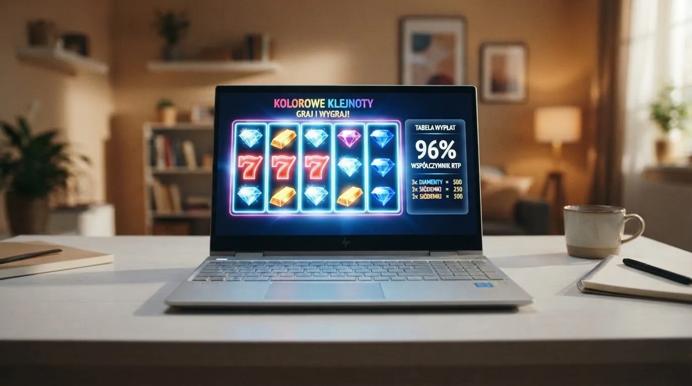 ekran automatu online z otwartą tabelą wypłat pokazującą wartość procentową RTP