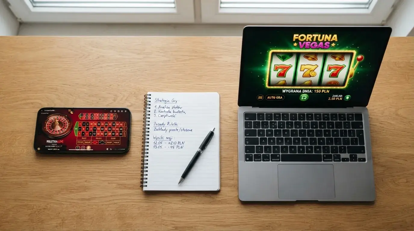 Widok z góry na laptop z otwartą tabelą porównawczą ofert powitalnych kilku serwisów kasynowych