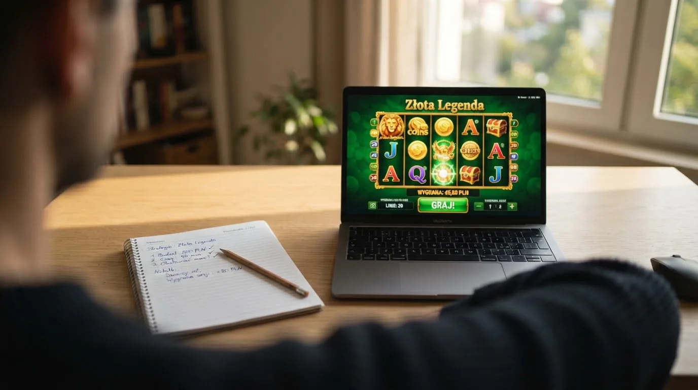 Ekran laptopa z tabelą porównawczą kilku serwisów kasynowych, bez widocznych logotypów marek