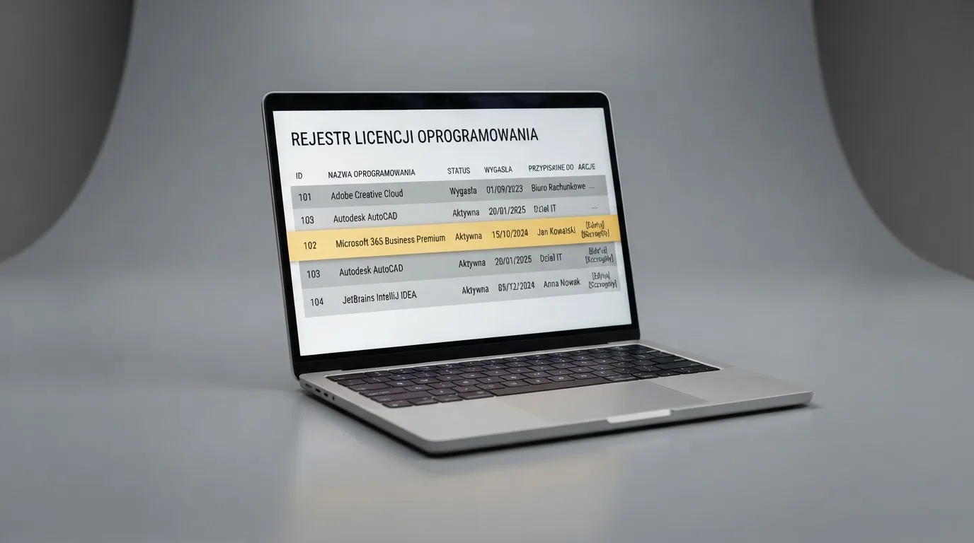Ekran laptopa z otwartym rejestrem licencji regulatora z Curaçao, w którym jeden wiersz zaznaczono żółtym podświetleniem